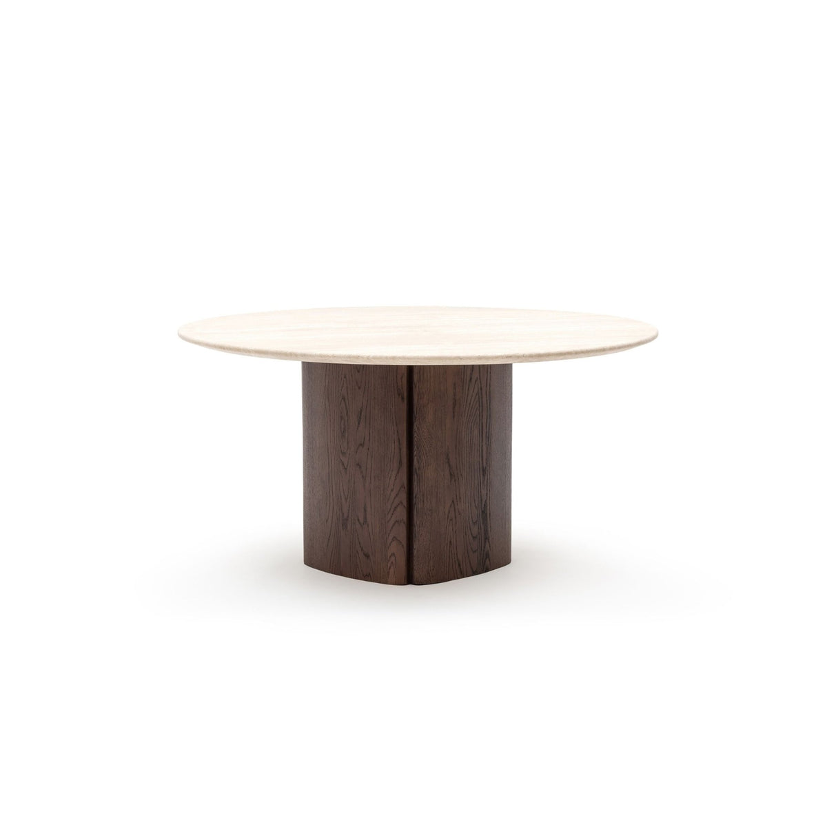 Tathra 155 Table - Espresso Oak & Travertine - Dining Tables Tolv Loom Collection Dubai