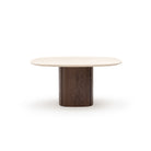 Tathra 155 Table - Espresso Oak & Travertine - Dining Tables Tolv Loom Collection Dubai