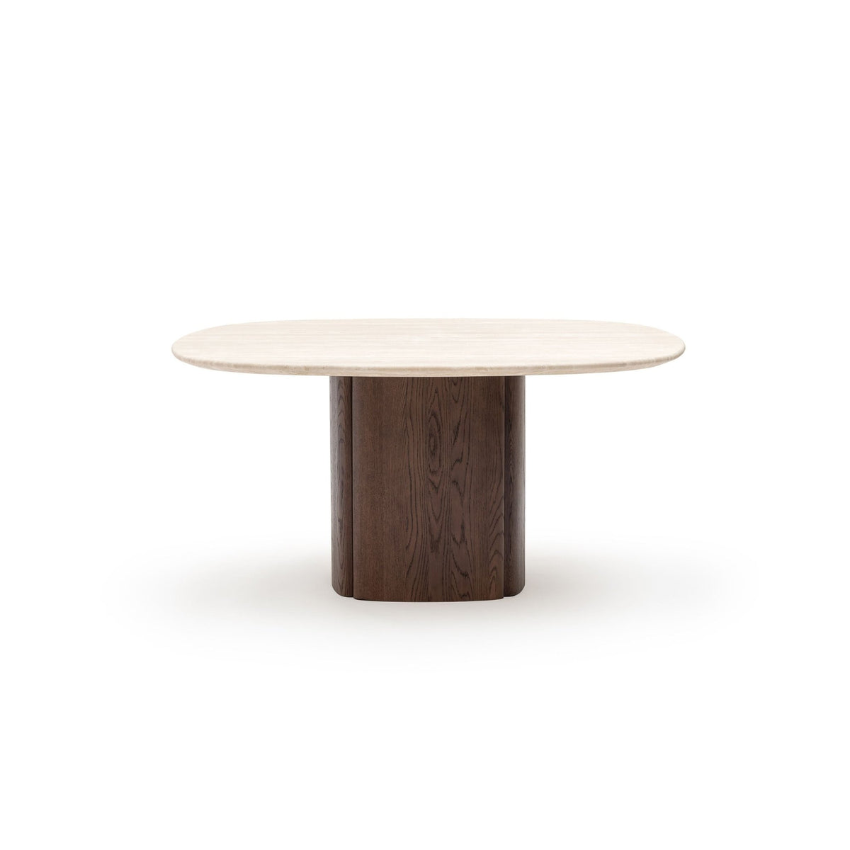 Tathra 155 Table - Espresso Oak & Travertine - Dining Tables Tolv Loom Collection Dubai