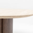 Tathra 155 Table - Espresso Oak & Travertine - Dining Tables Tolv Loom Collection Dubai