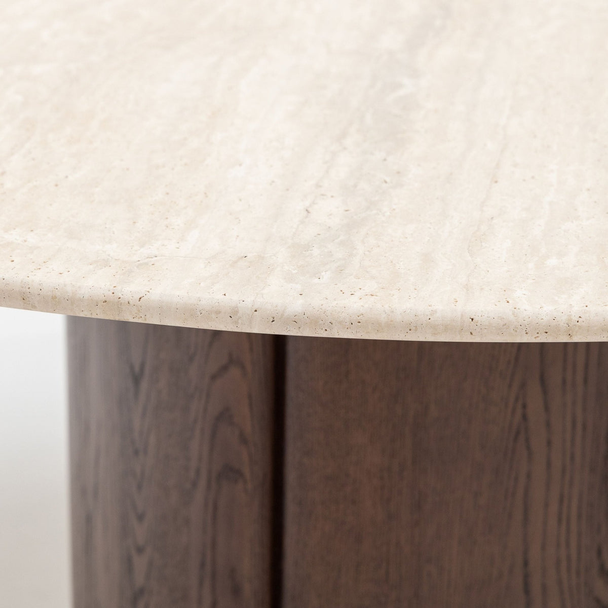 Tathra 155 Table - Espresso Oak & Travertine - Dining Tables Tolv Loom Collection Dubai