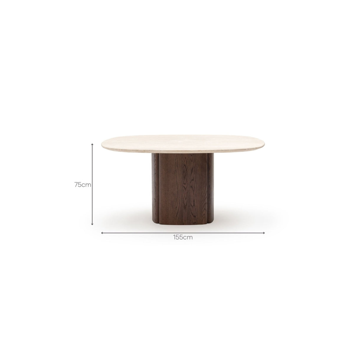 Tathra 155 Table - Espresso Oak & Travertine - Dining Tables Tolv Loom Collection Dubai