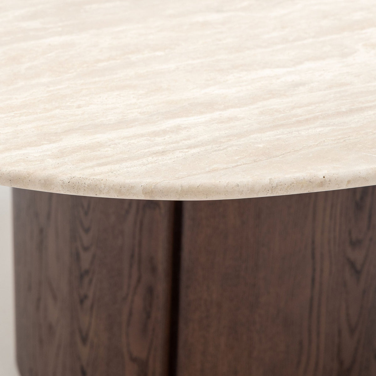 Tathra 155 Table - Espresso Oak & Travertine - Dining Tables Tolv Loom Collection Dubai