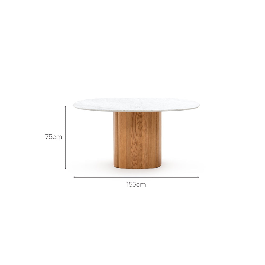 Tathra 155 Table - Light Oak & Bianca Carrara - Loom Collection