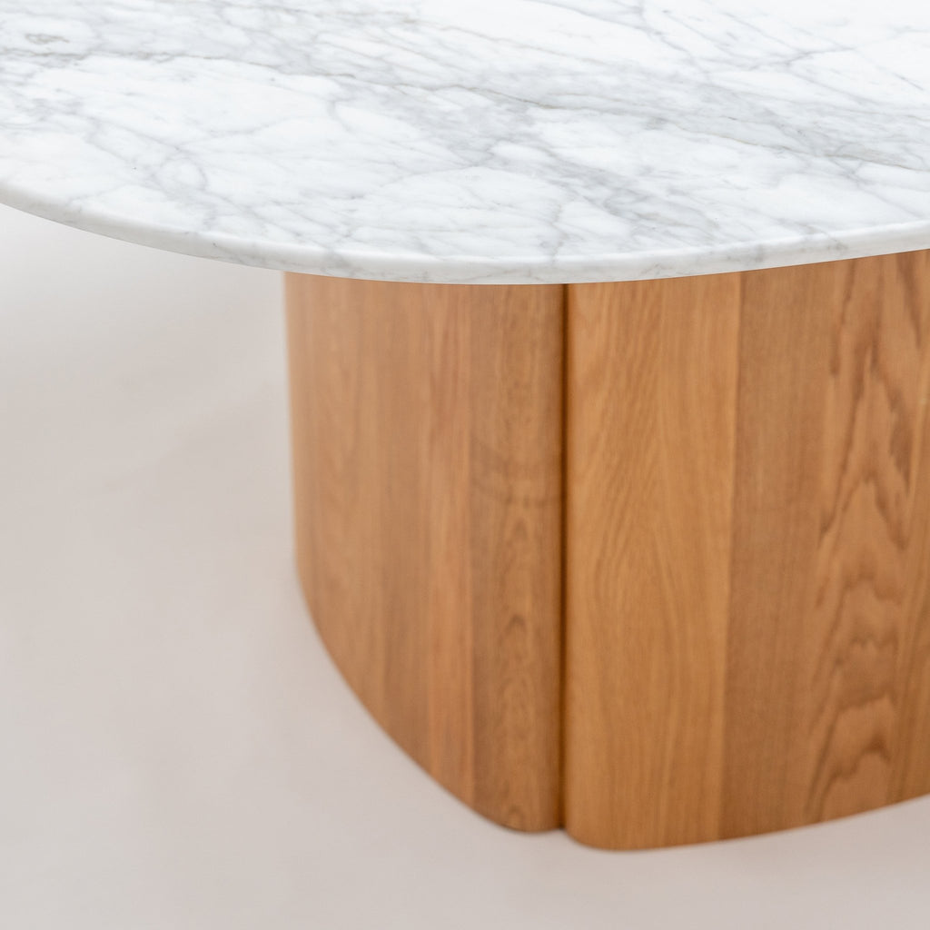 Tathra 155 Table - Light Oak & Bianca Carrara - Loom Collection