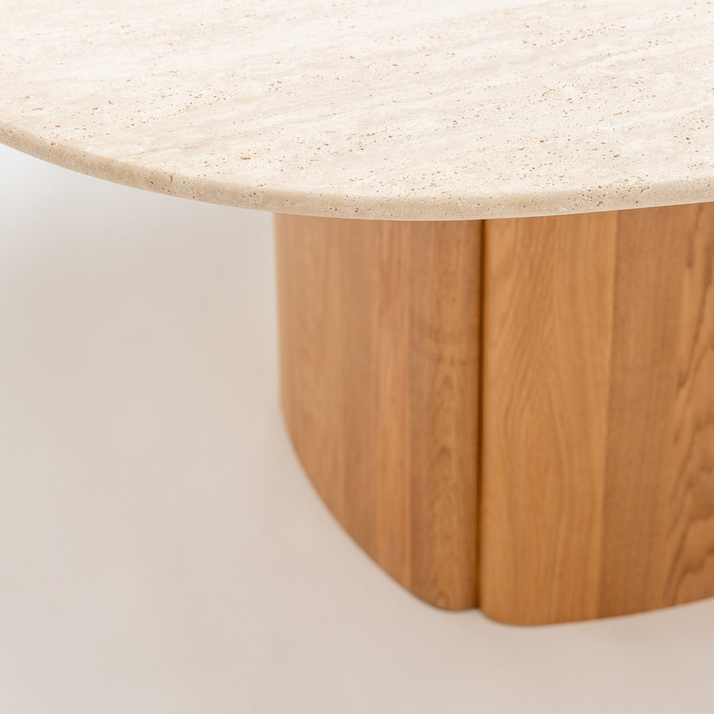 Tathra 155 Table - Light Oak & Travertine - Loom Collection