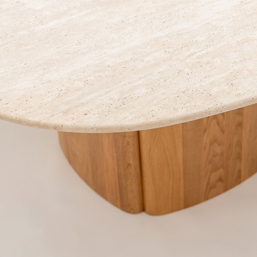 Tathra 155 Table - Light Oak & Travertine - Loom Collection