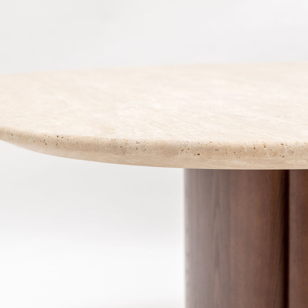 Tathra 155 Table - Smoked Oak & Travertine - Loom Collection