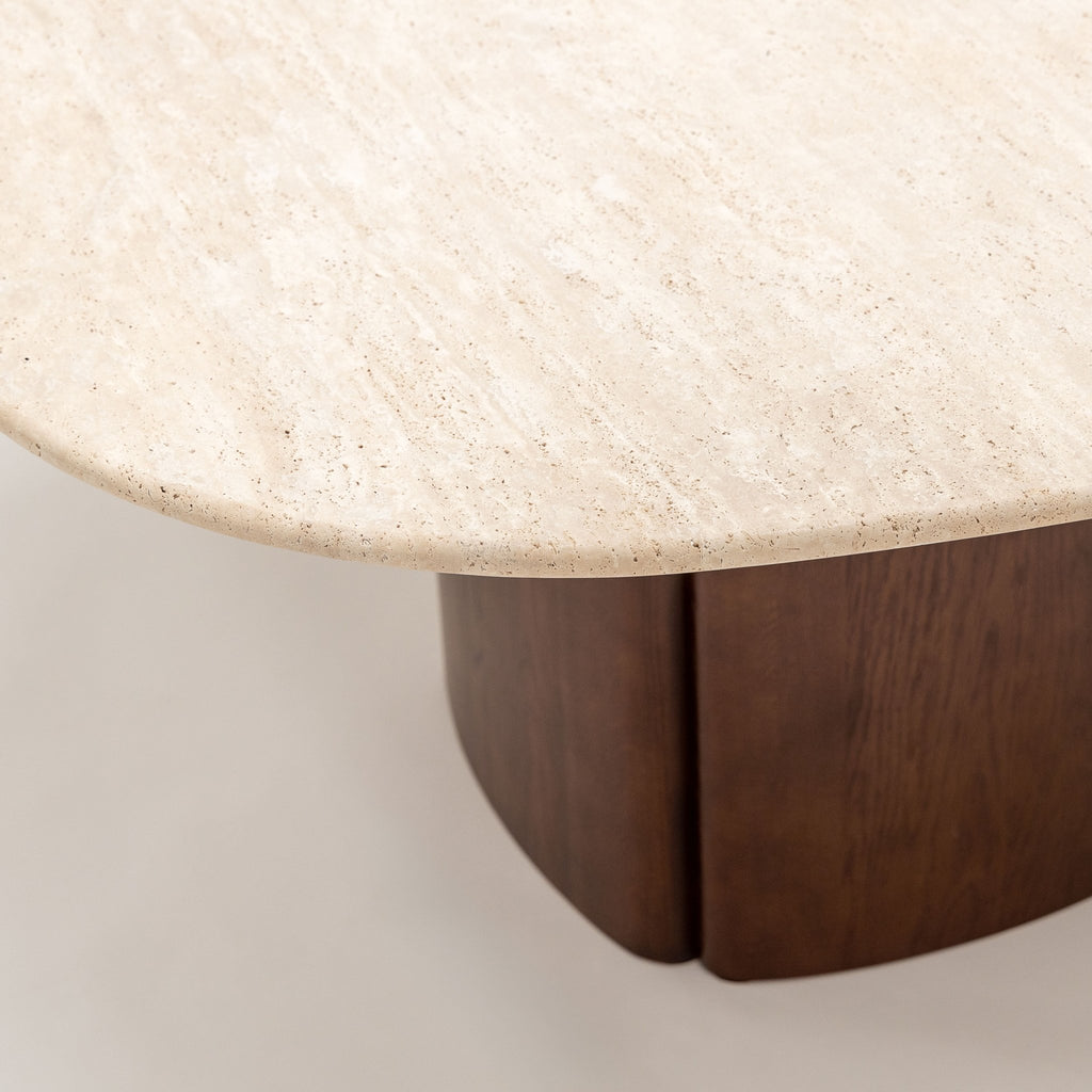 Tathra 155 Table - Smoked Oak & Travertine - Loom Collection