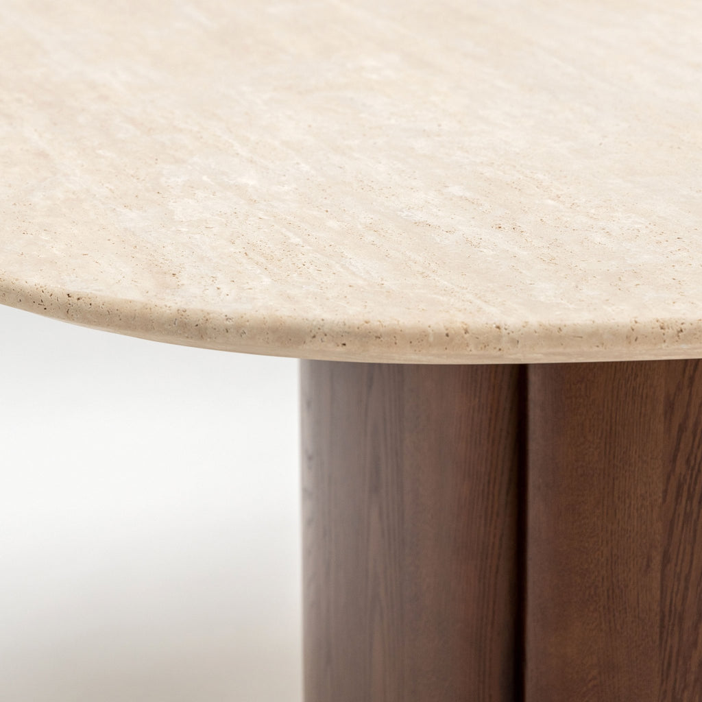 Tathra 155 Table - Smoked Oak & Travertine - Loom Collection