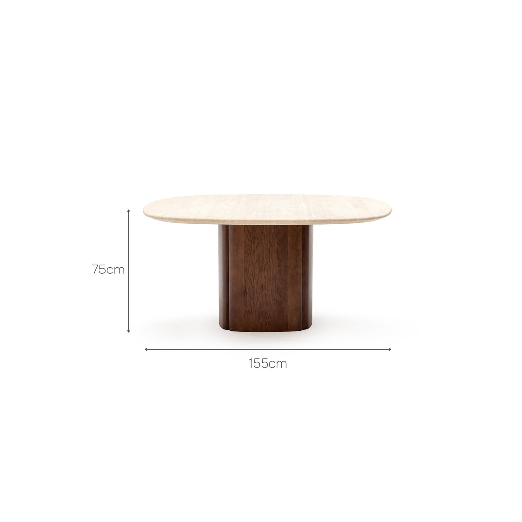 Tathra 155 Table - Smoked Oak & Travertine - Loom Collection