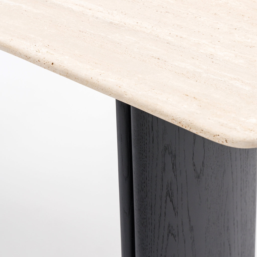 Tathra Console - Black Oak & Travertine