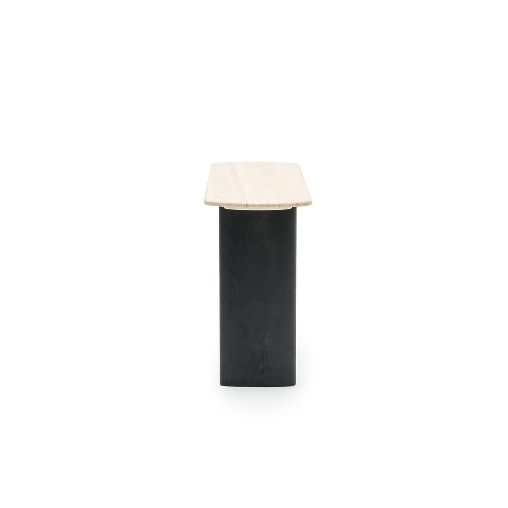 Tathra Console - Black Oak & Travertine