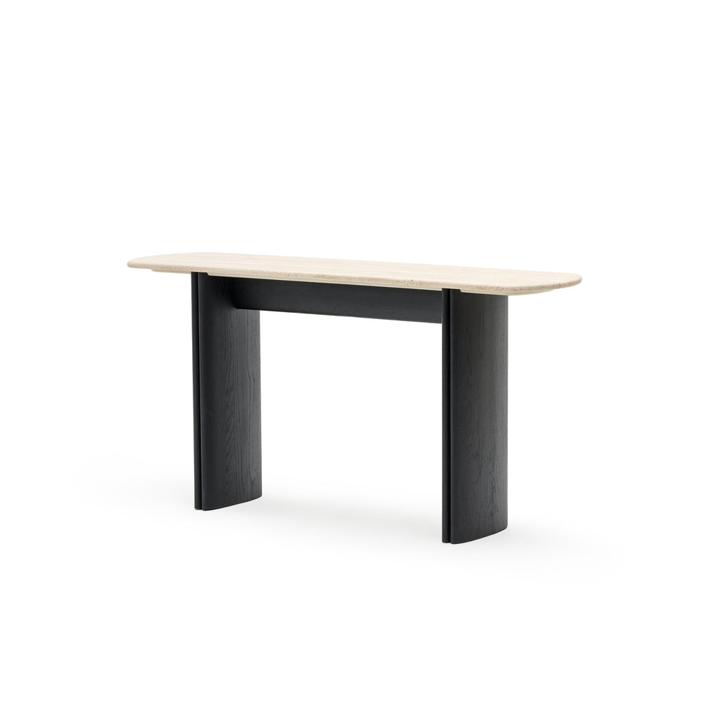 Tathra Console - Black Oak & Travertine
