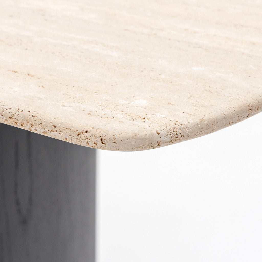 Tathra Console - Black Oak & Travertine