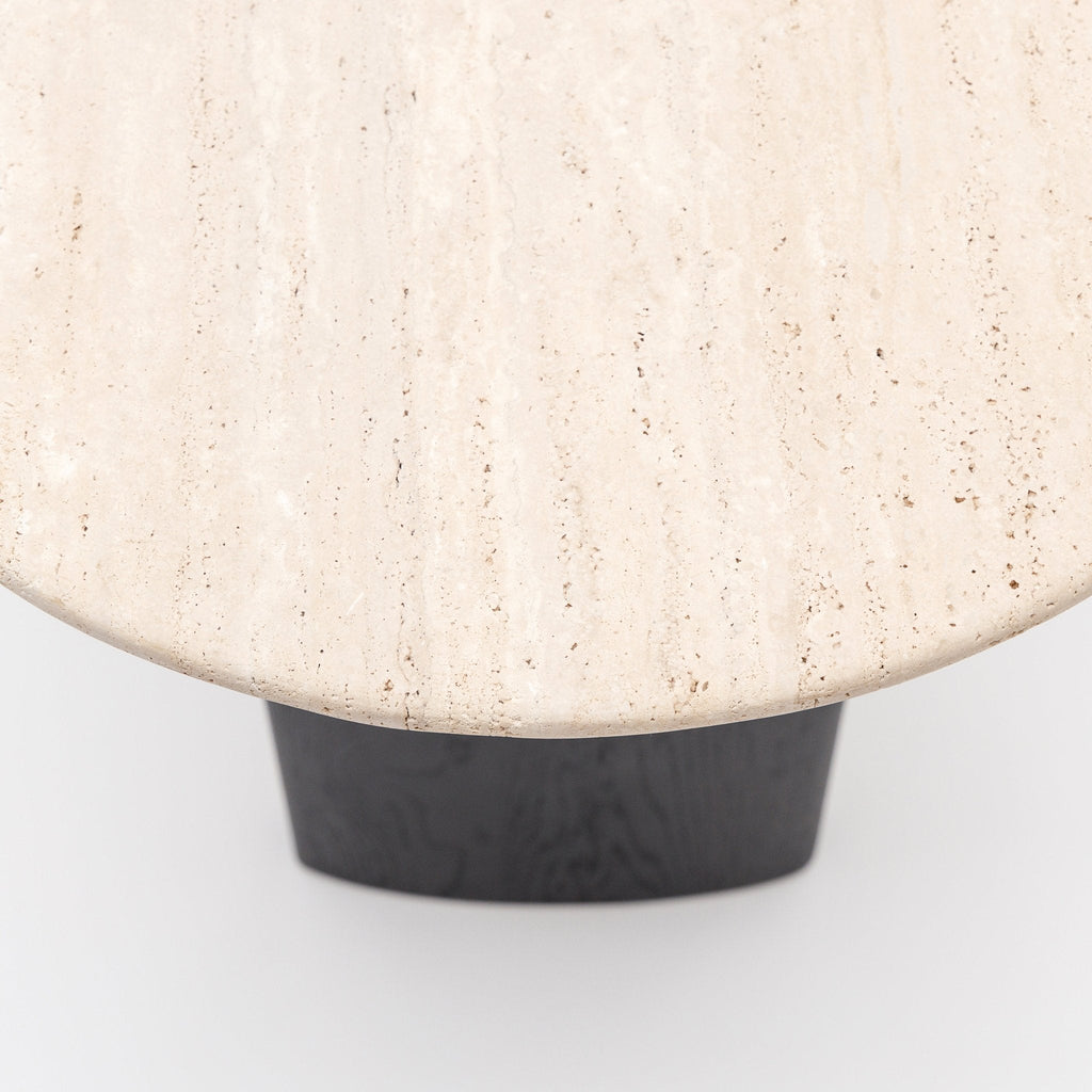 Tathra Console - Black Oak & Travertine