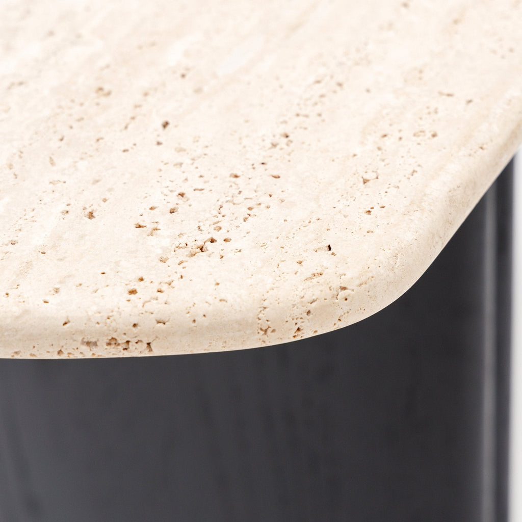 Tathra Console - Black Oak & Travertine