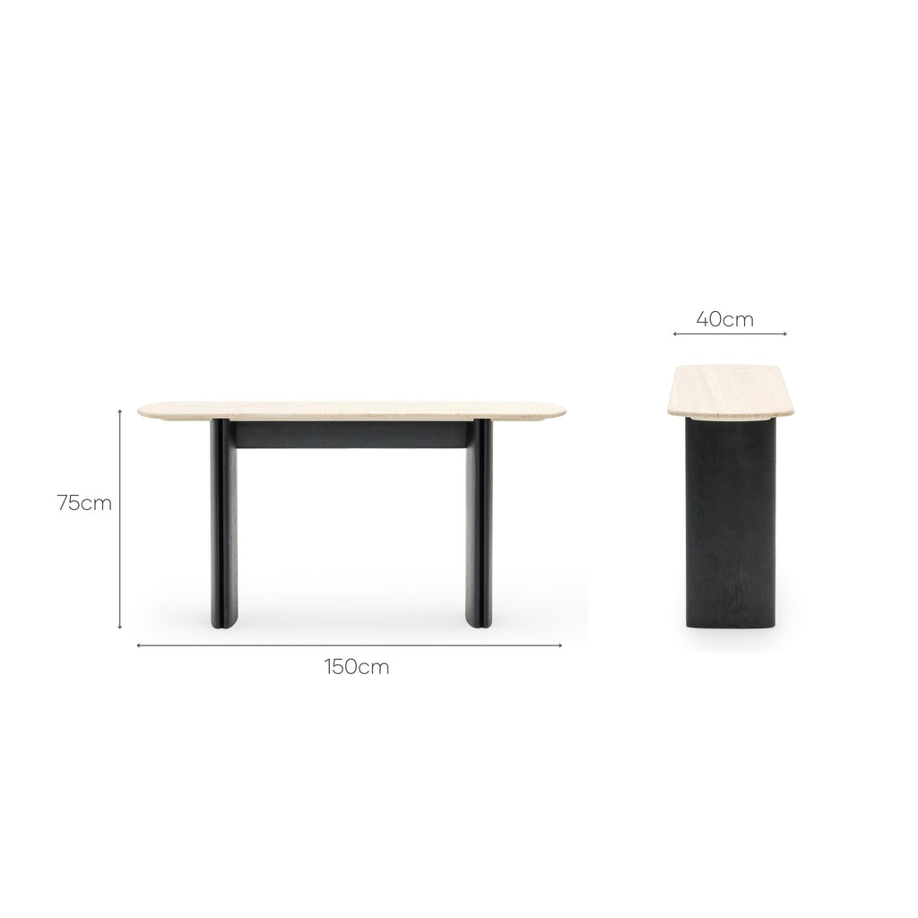 Tathra Console - Black Oak & Travertine