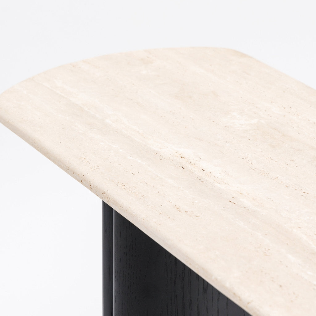 Tathra Console - Black Oak & Travertine