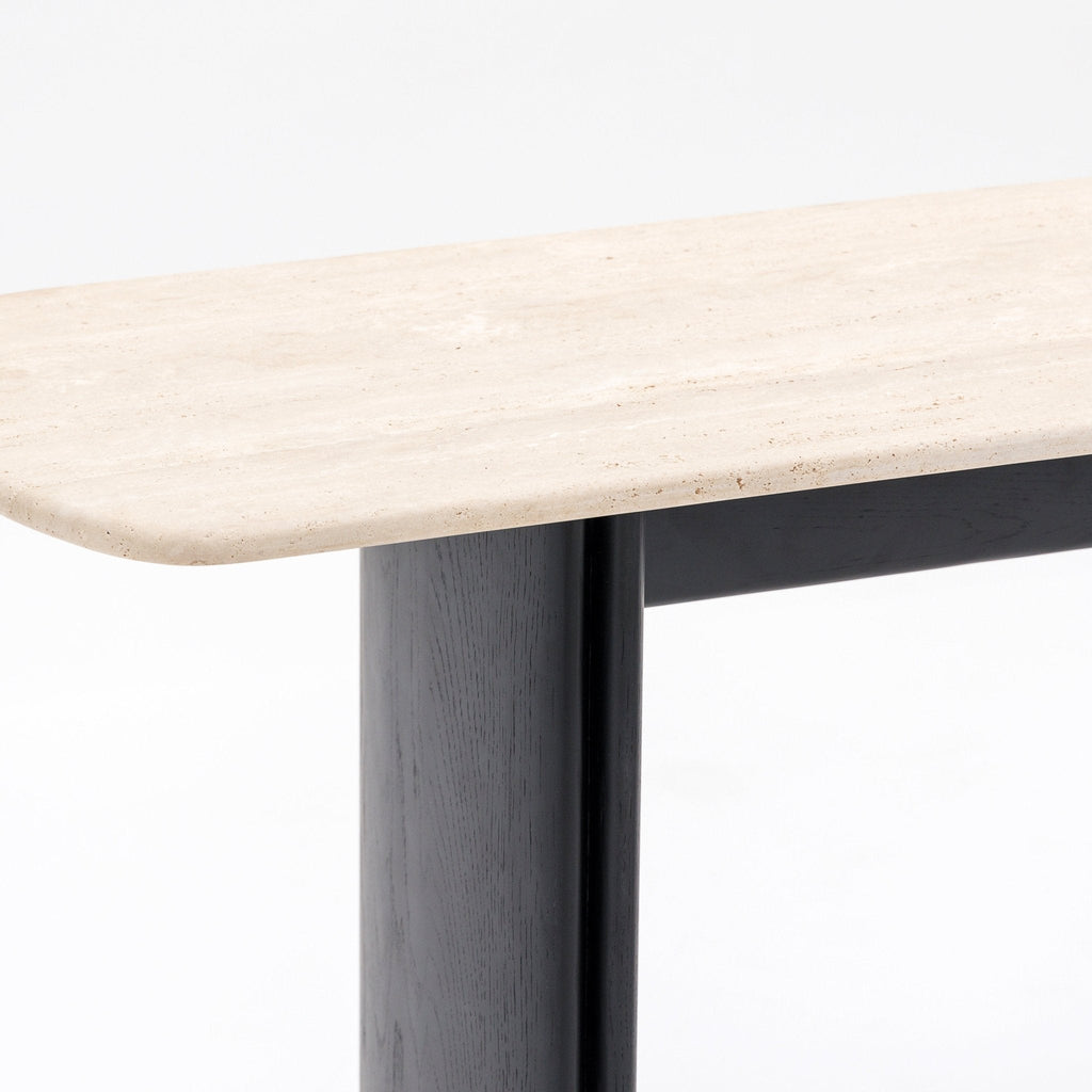Tathra Console - Black Oak & Travertine