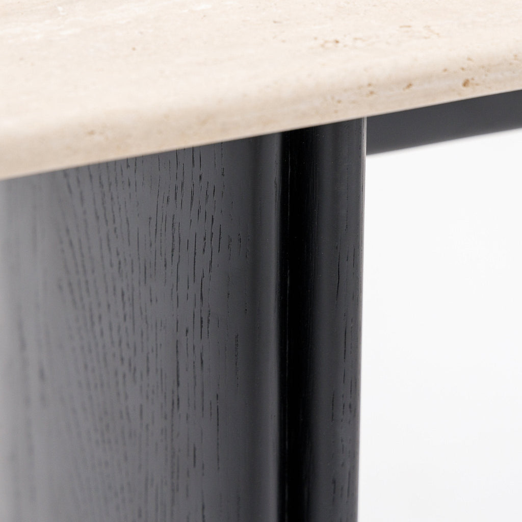 Tathra Console - Black Oak & Travertine
