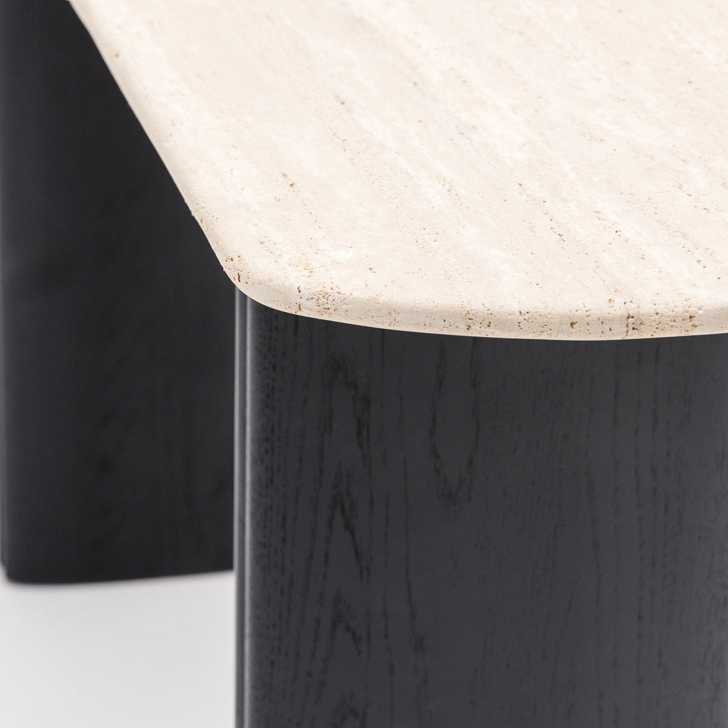 Tathra Console - Black Oak & Travertine
