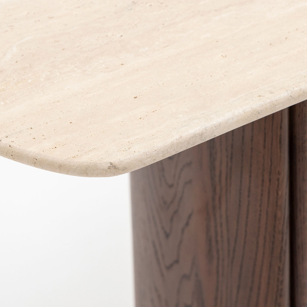 Tathra Console - Espresso Oak & Travertine - Console Tables Tolv Loom Collection Dubai