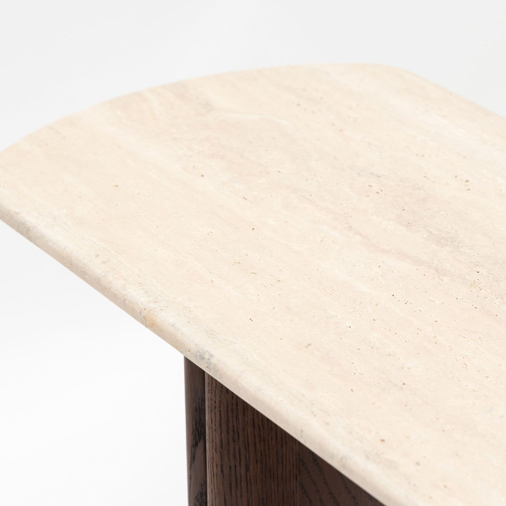 Tathra Console - Espresso Oak & Travertine - Console Tables Tolv Loom Collection Dubai