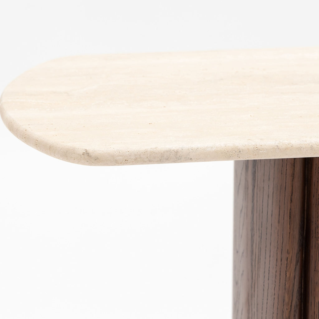 Tathra Console - Espresso Oak & Travertine - Console Tables Tolv Loom Collection Dubai