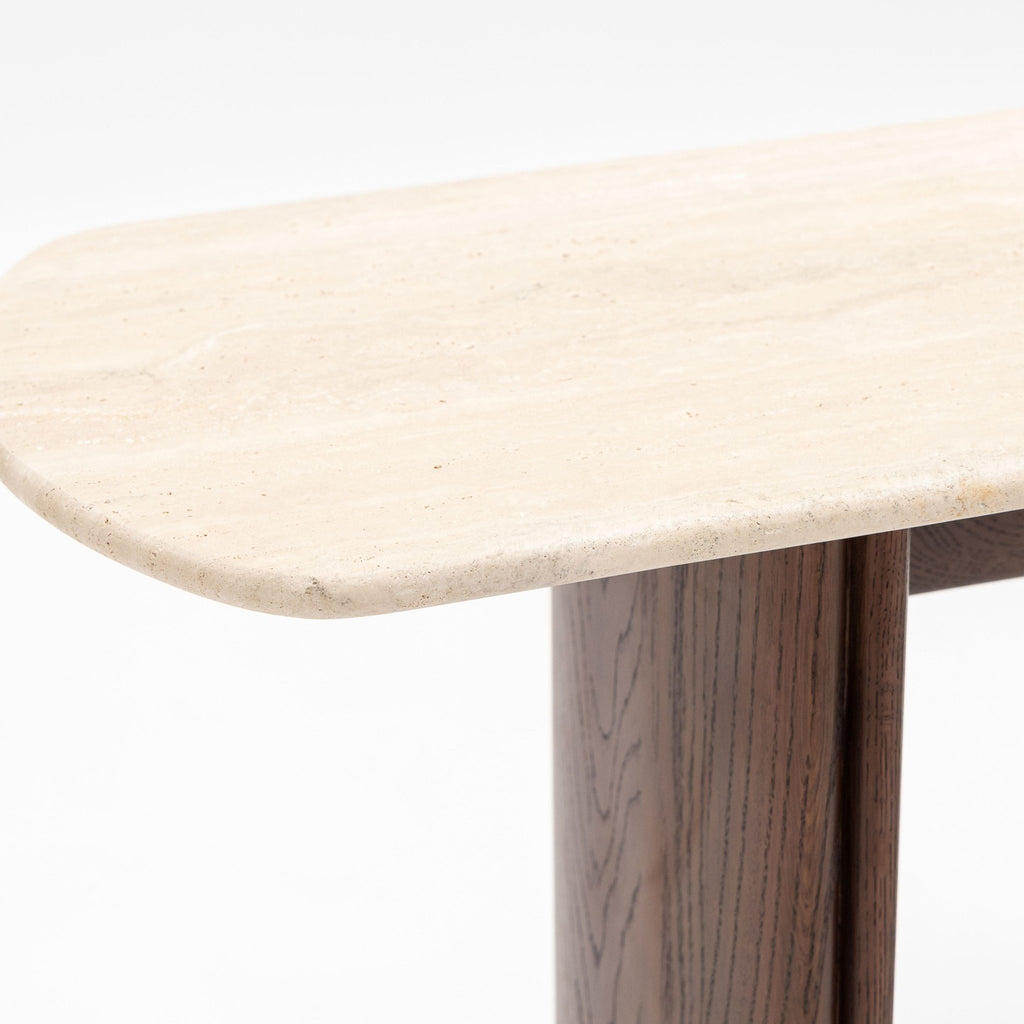 Tathra Console - Espresso Oak & Travertine - Console Tables Tolv Loom Collection Dubai