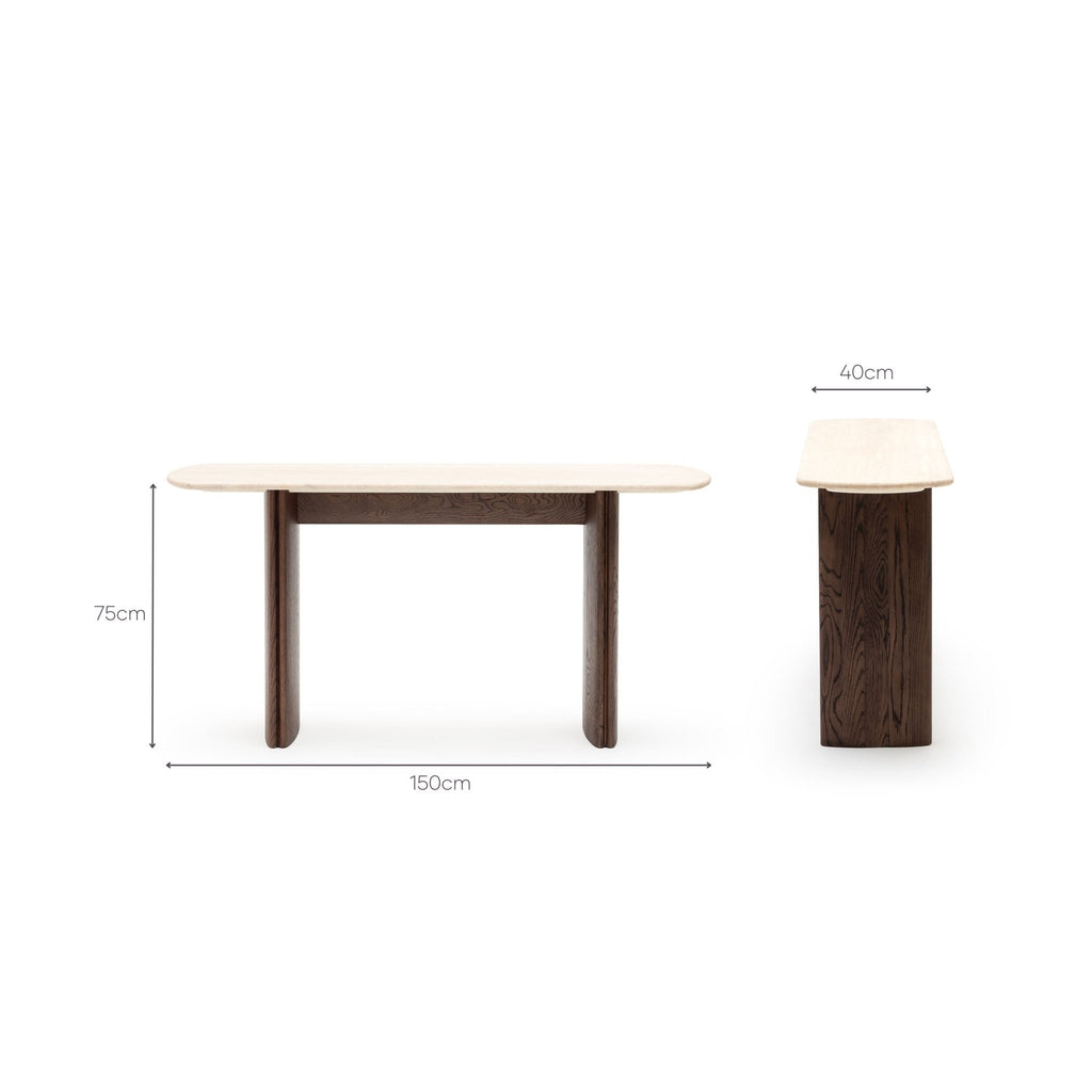 Tathra Console - Espresso Oak & Travertine - Console Tables Tolv Loom Collection Dubai