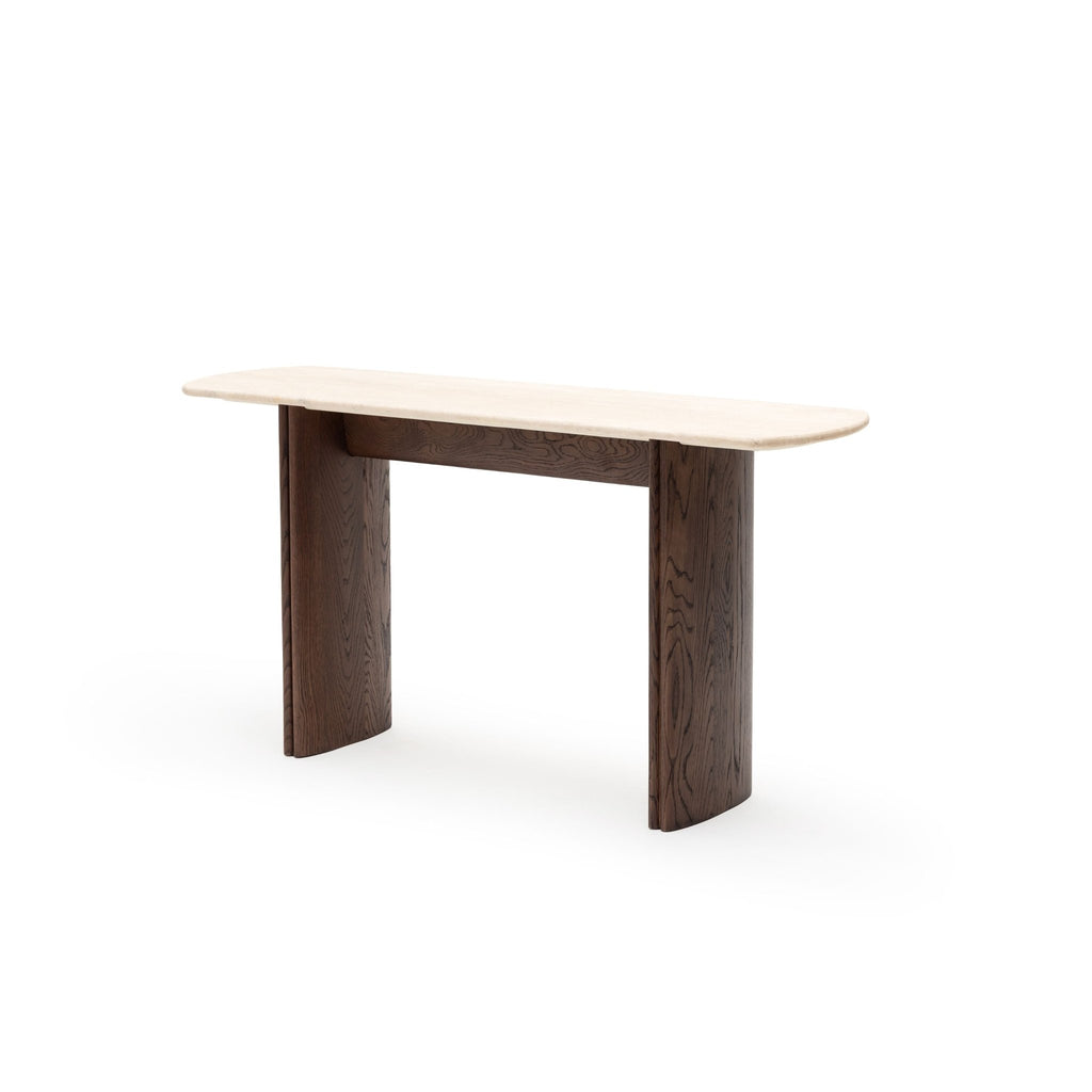 Tathra Console - Espresso Oak & Travertine - Console Tables Tolv Loom Collection Dubai