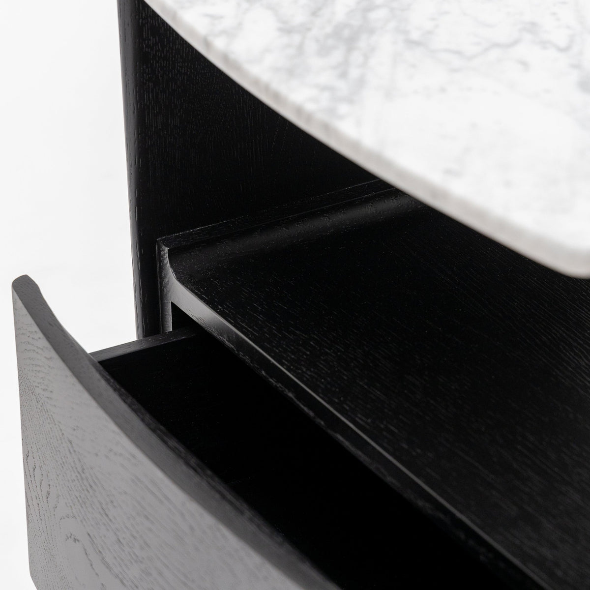 Tathra Nightstand - Black Oak & Bianca Carrara
