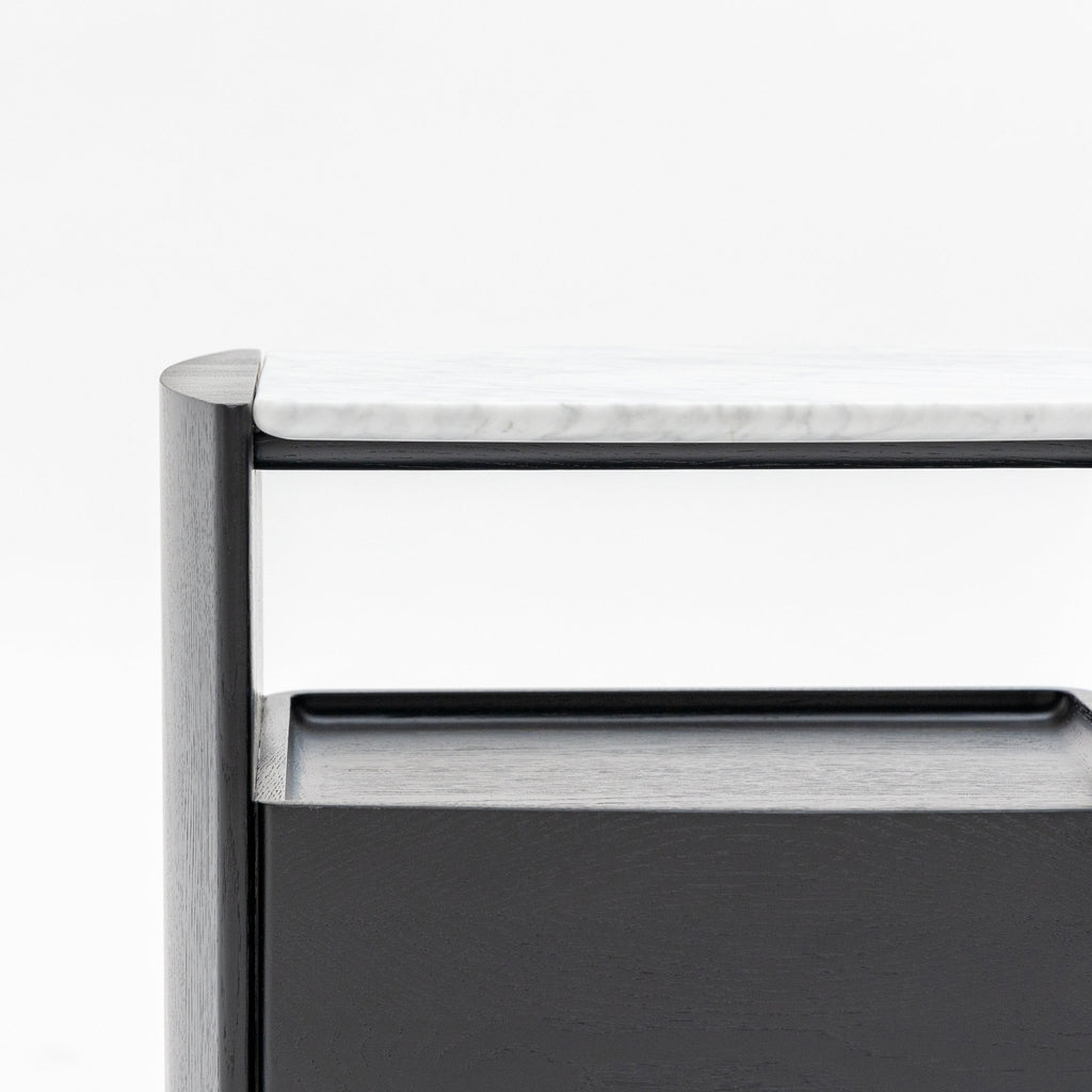 Tathra Nightstand - Black Oak & Bianca Carrara - Loom Collection