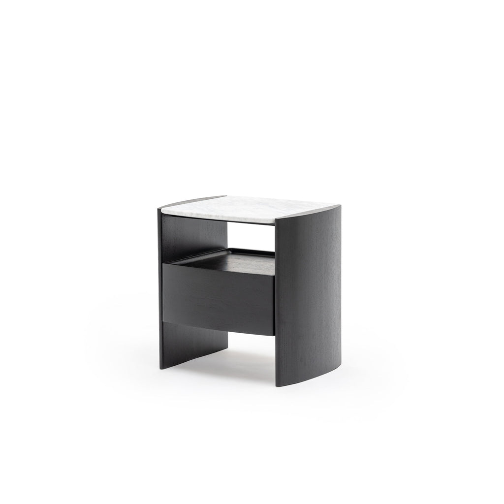 Tathra Nightstand - Black Oak & Bianca Carrara - Loom Collection