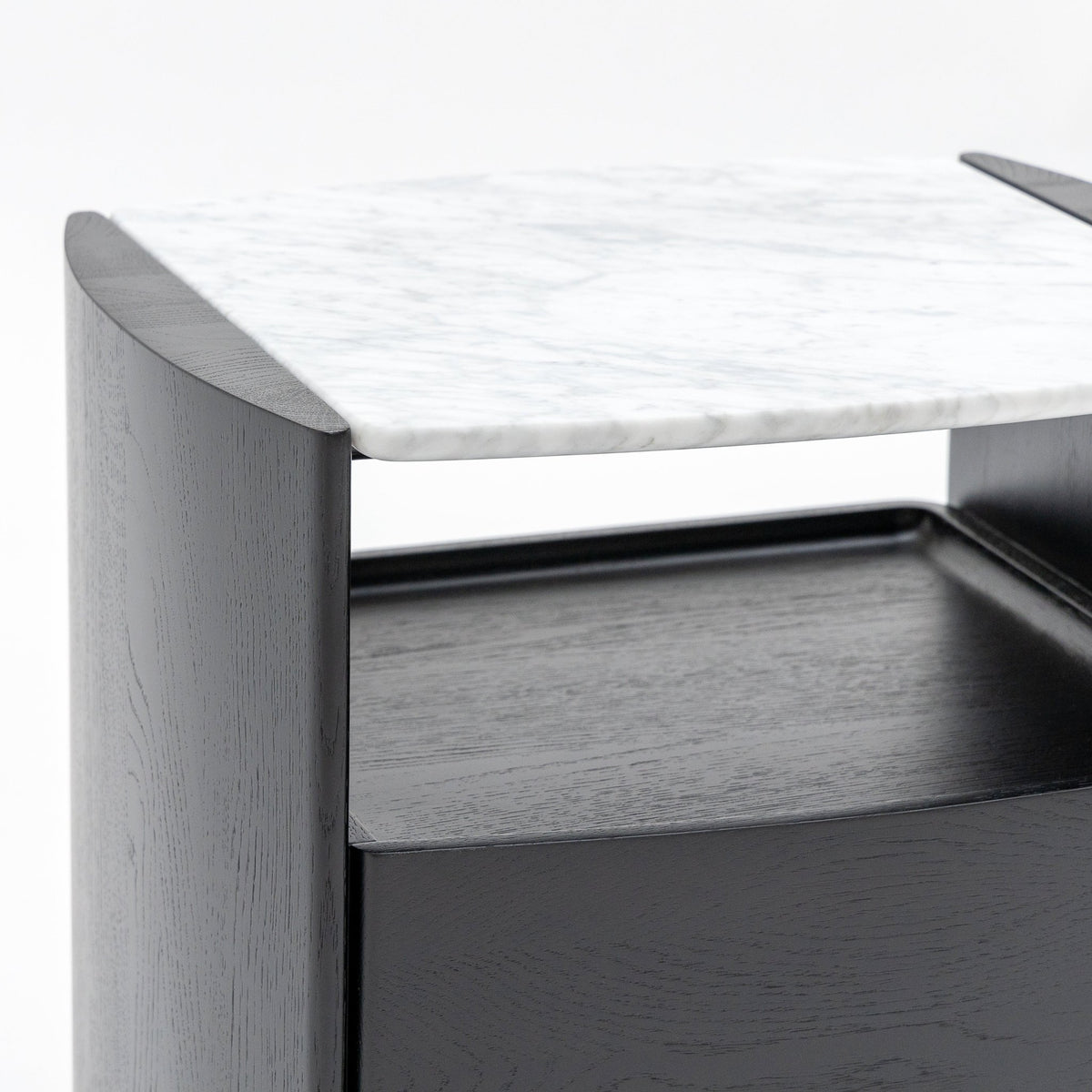 Tathra Nightstand - Black Oak & Bianca Carrara