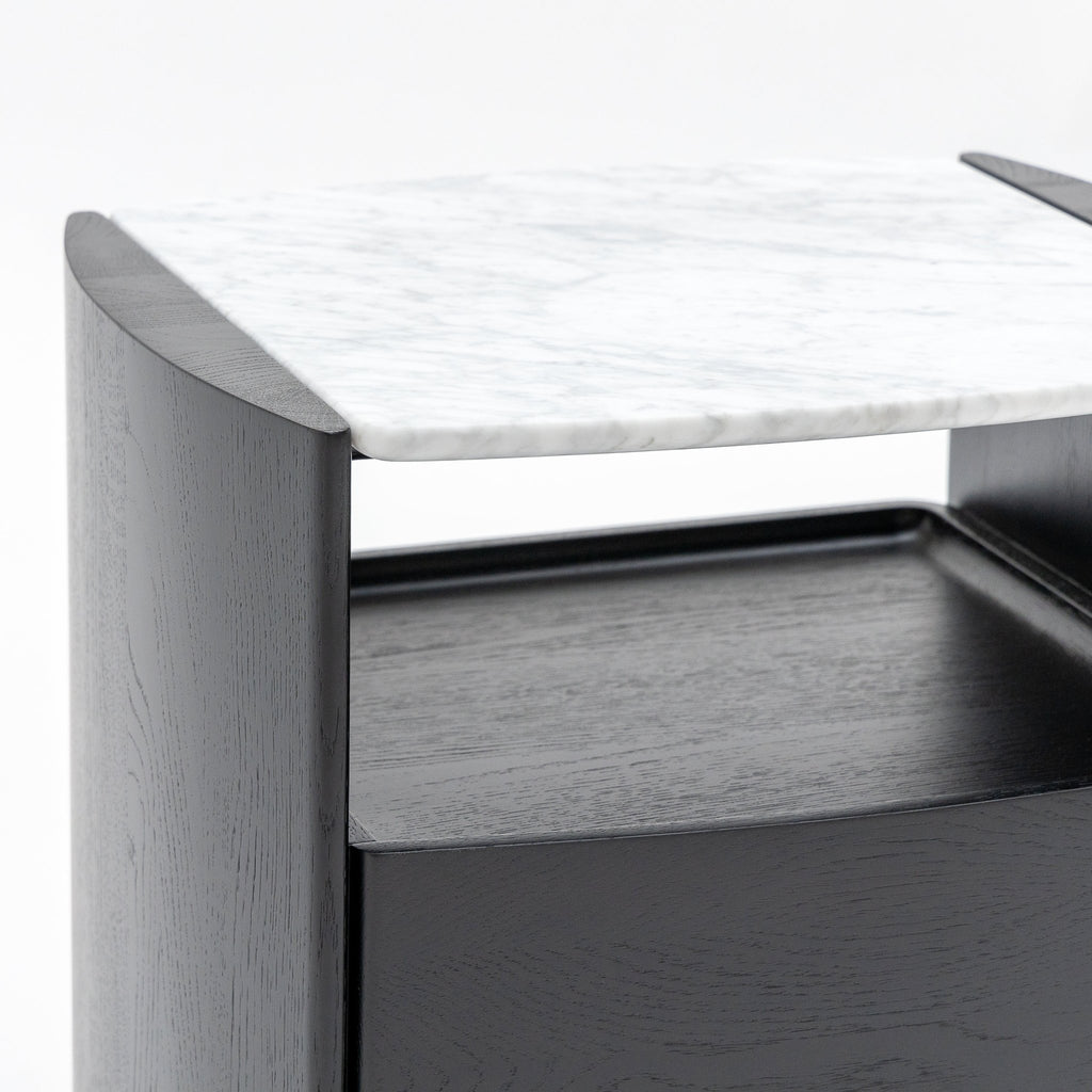 Tathra Nightstand - Black Oak & Bianca Carrara - Loom Collection