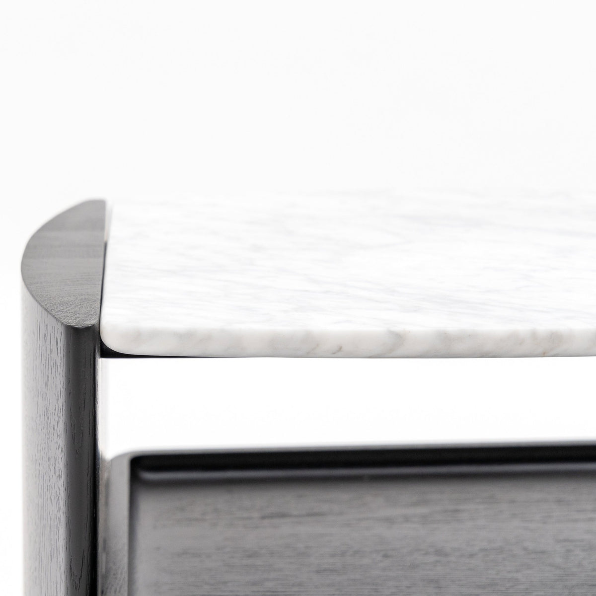 Tathra Nightstand - Black Oak & Bianca Carrara