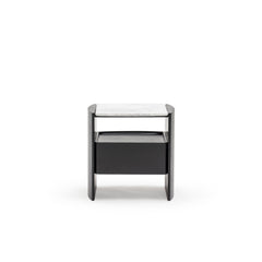 Tathra Nightstand - Black Oak & Bianca Carrara