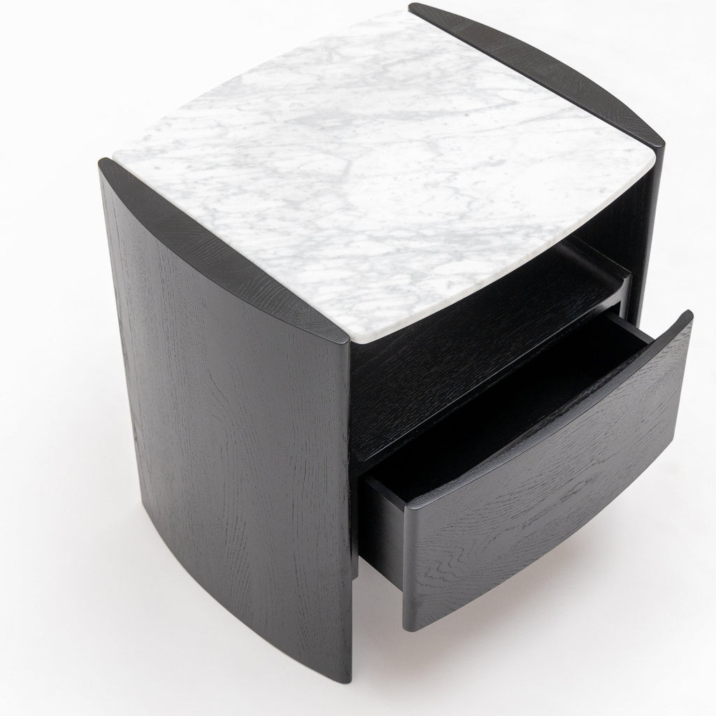 Tathra Nightstand - Black Oak & Bianca Carrara - Loom Collection