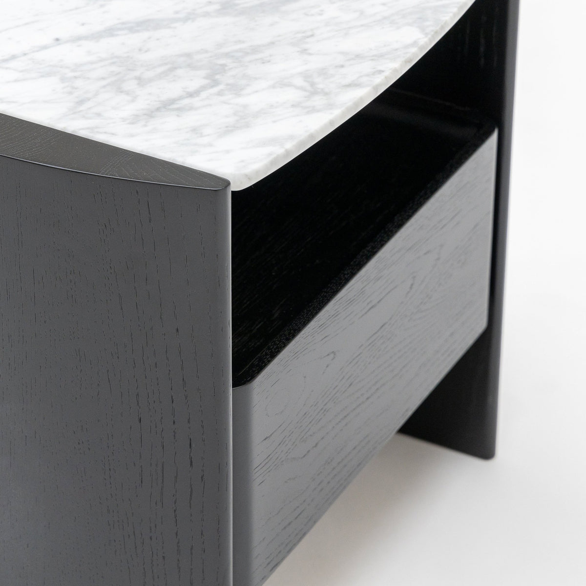 Tathra Nightstand - Black Oak & Bianca Carrara
