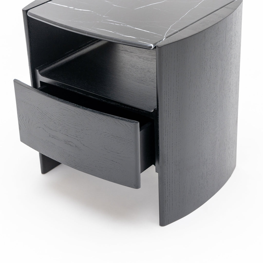 Tathra Nightstand - Black Oak & Nero Marquina - Loom Collection