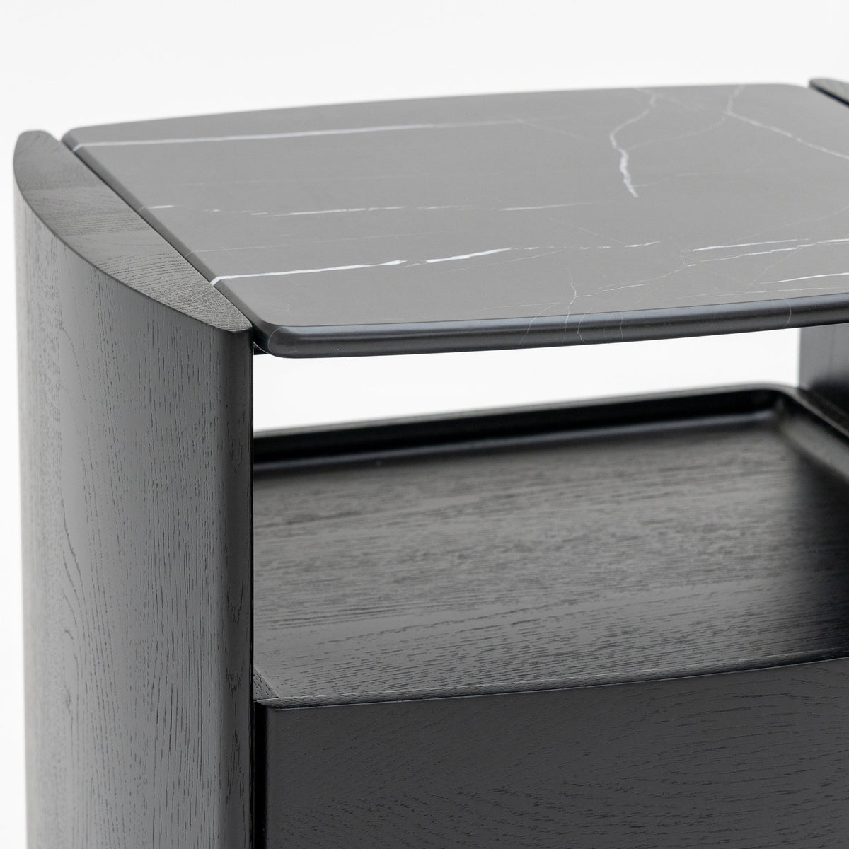 Tathra Nightstand - Black Oak & Nero Marquina