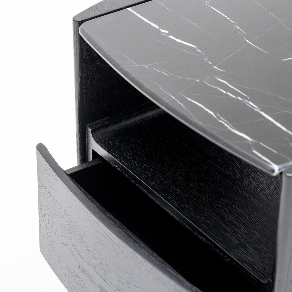 Tathra Nightstand - Black Oak & Nero Marquina - Loom Collection