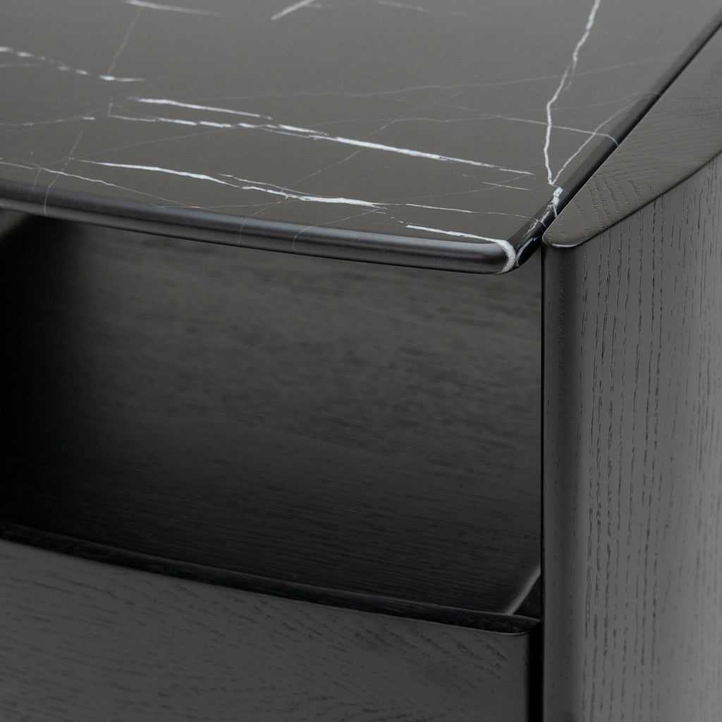 Tathra Nightstand - Black Oak & Nero Marquina - Loom Collection