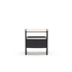 Tathra Nightstand - Black Oak & Travertine