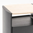 Tathra Nightstand - Black Oak & Travertine