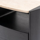 Tathra Nightstand - Black Oak & Travertine