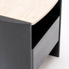 Tathra Nightstand - Black Oak & Travertine