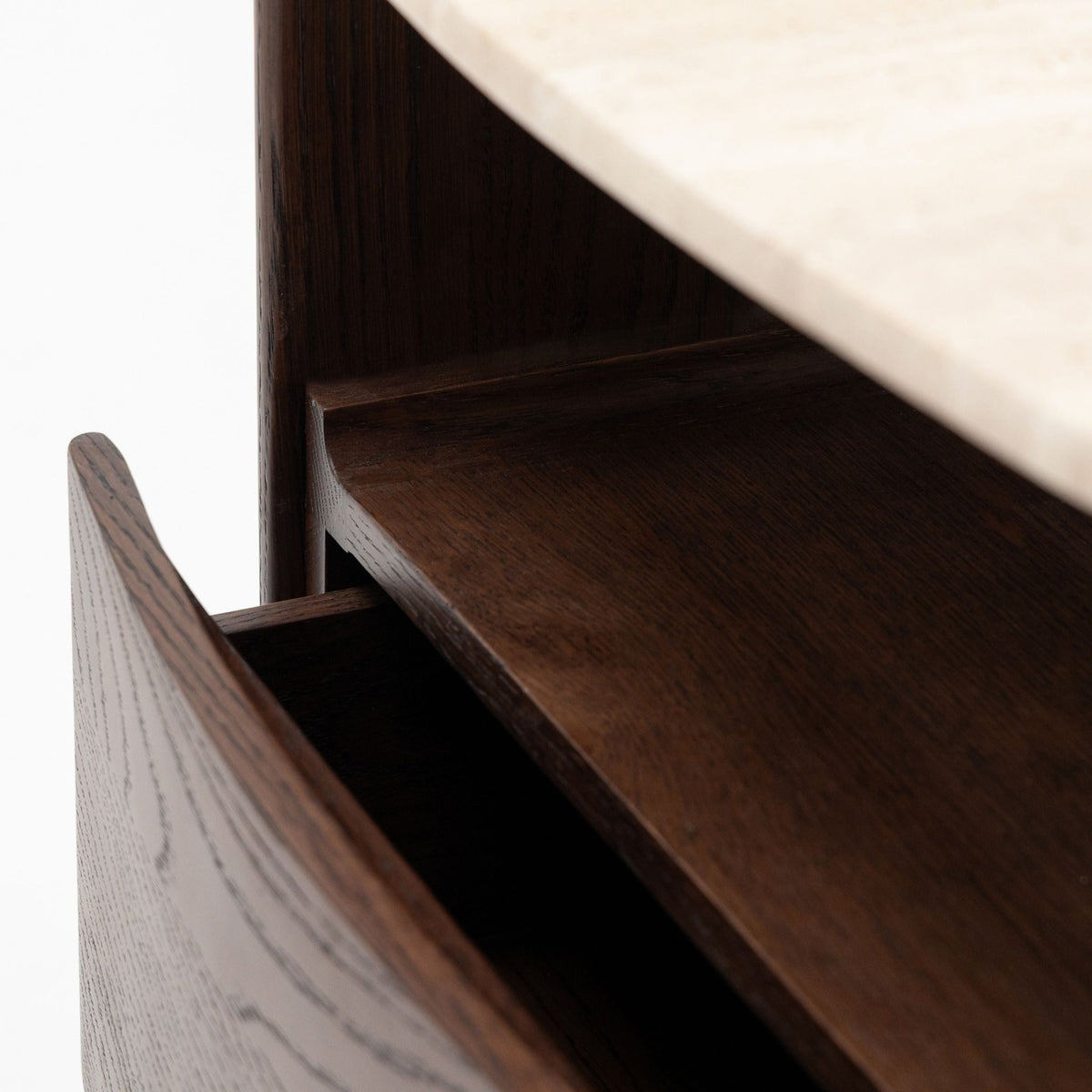 Tathra Nightstand - Espresso Oak & Travertine - Bedside Tables Tolv Loom Collection Dubai